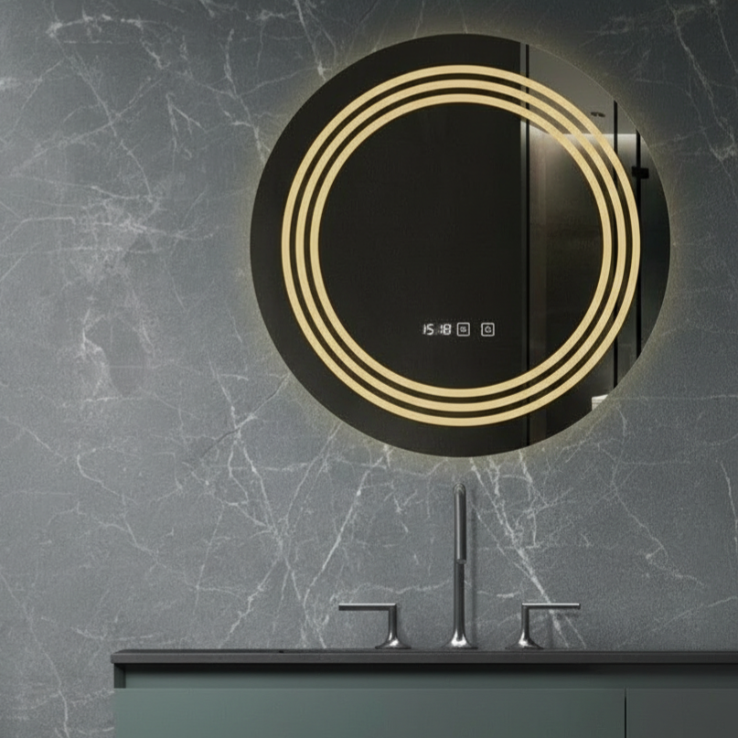 Oglinda LED CRESCA 60CM Functie Dezaburire, Ceas, Touch, 3 Lumini