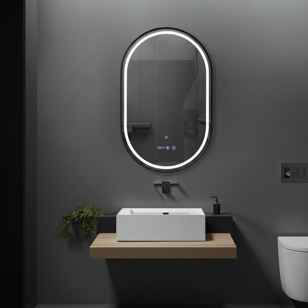 Oglinda LED FIGRO 50x80CM Functie Dezaburire, Ceas, Touch, 3 Lumini