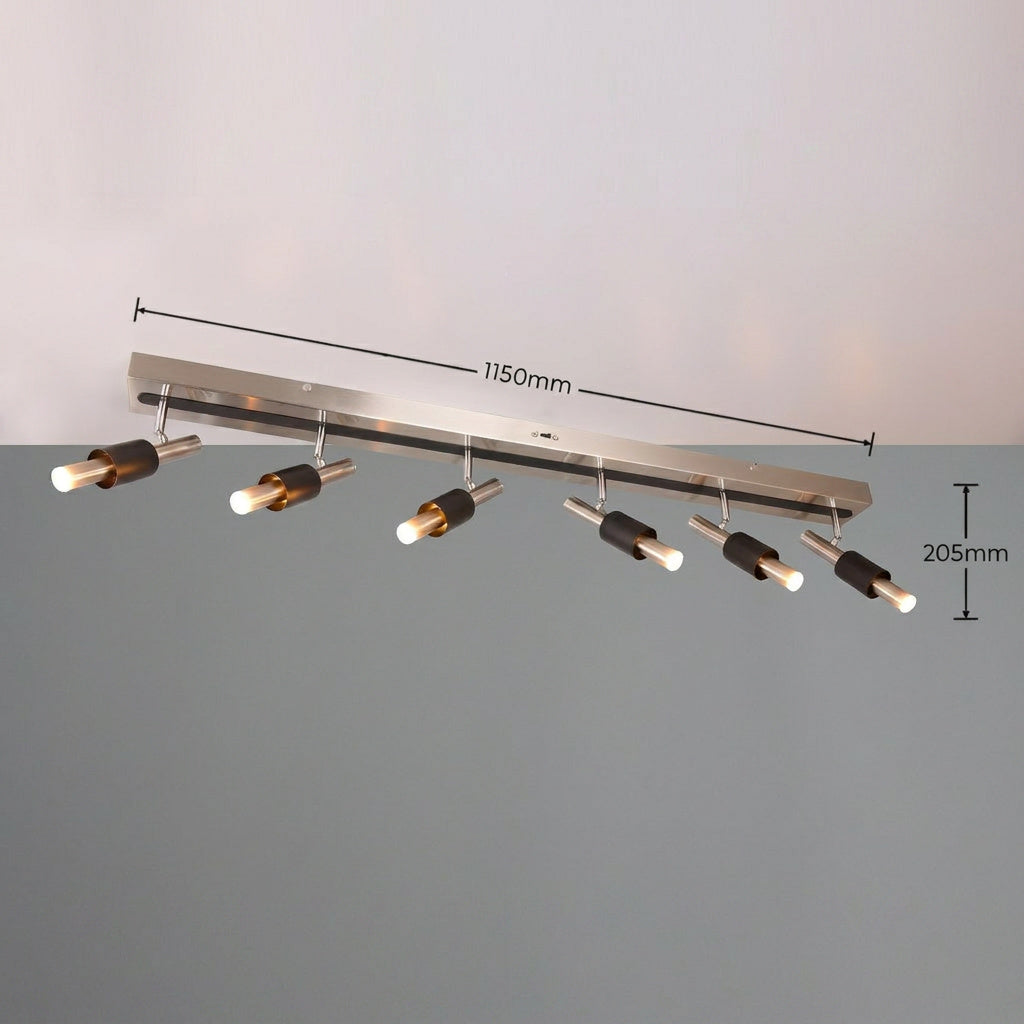 Lustra LED Premium IKARIS Black & Silver cu 6 Spoturi Reglabile