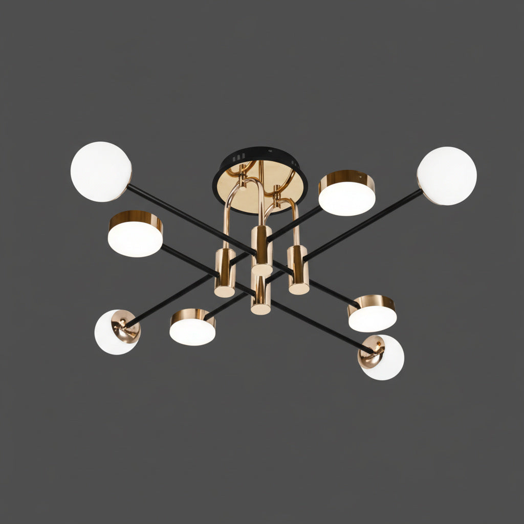 Lustra LED Minimalist Design Black & Gold Echivalent 450W Telecomanda