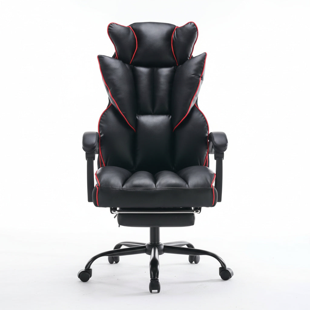 Scaun de Birou Reglabil Negru WF-807B cu Suport Picioare | Piele Ecologica