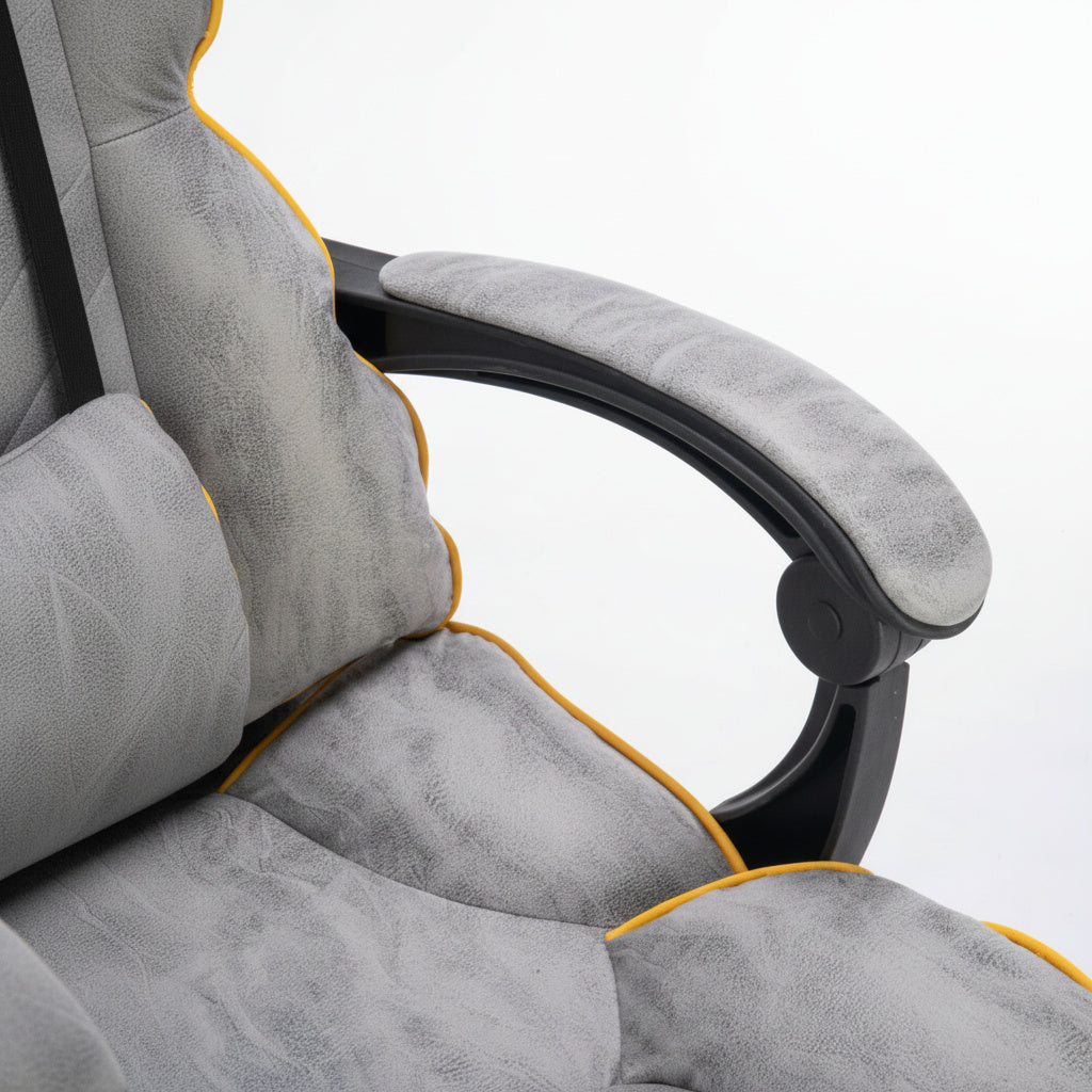 Scaun de Birou Reglabil Gri Deschis WF-807 cu Suport Picioare | Piele Ecologica