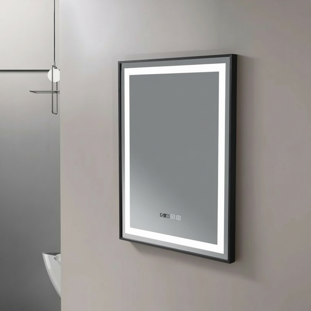 Oglinda LED FIGRO 60x80CM Functie Dezaburire, Ceas, Touch, 3 Lumini