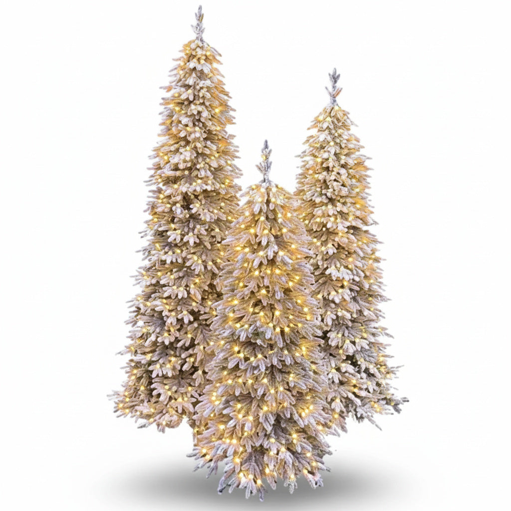 Brad Artificial de Craciun Slim Pre-Lit Alina Snow LED-uri Integrate