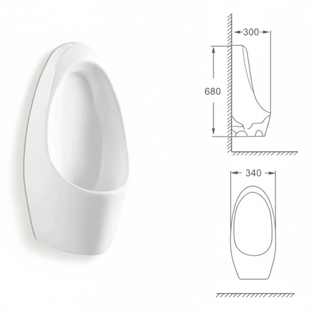 Pisoar Suspendat Helix White 34 x 30 x 68 CM