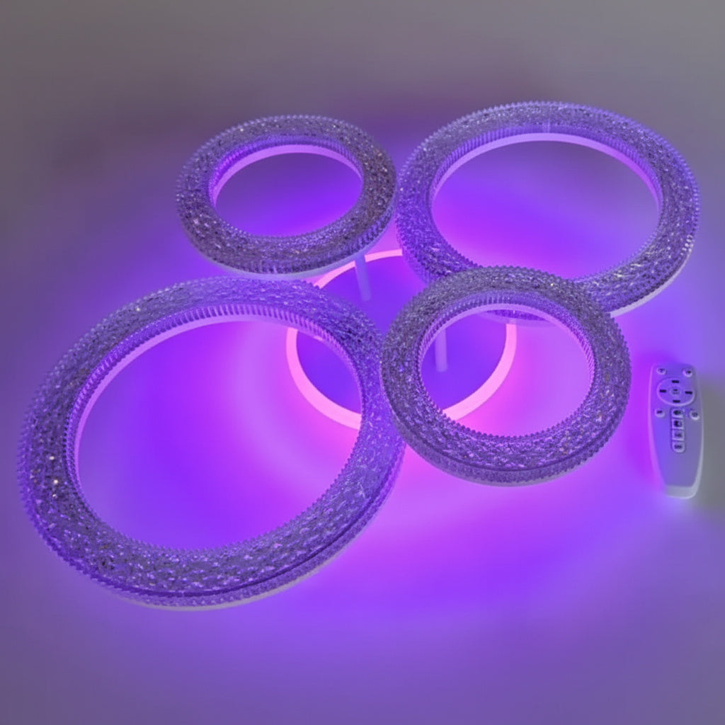 Lustra LED Sparkle 4 Circles RGB Echivalent 400W Telecomanda