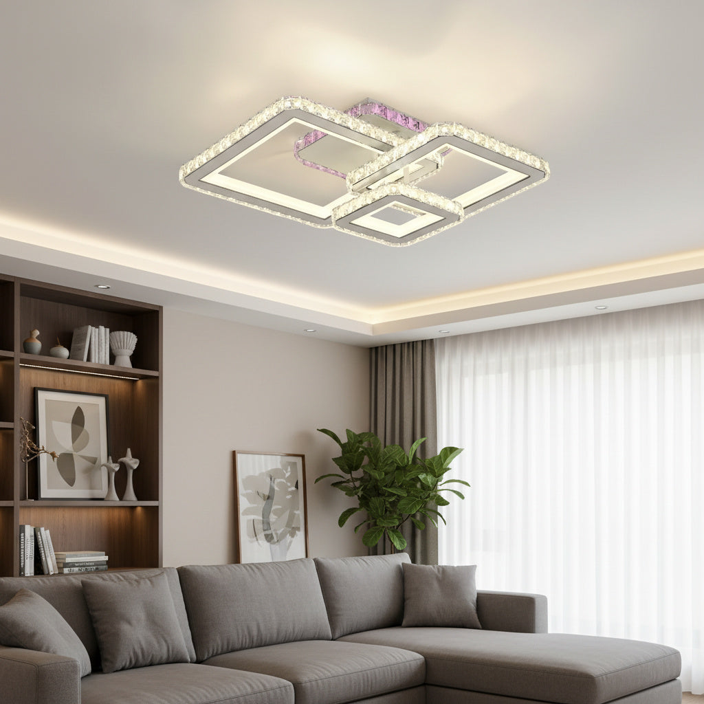 Lustra LED Kalista Alba Cristal RGB Echivalent 500W Telecomanda