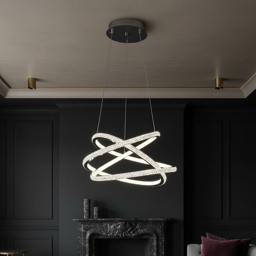 Lustra LED Suspendata PARMA Black Echivalent 500W Telecomanda