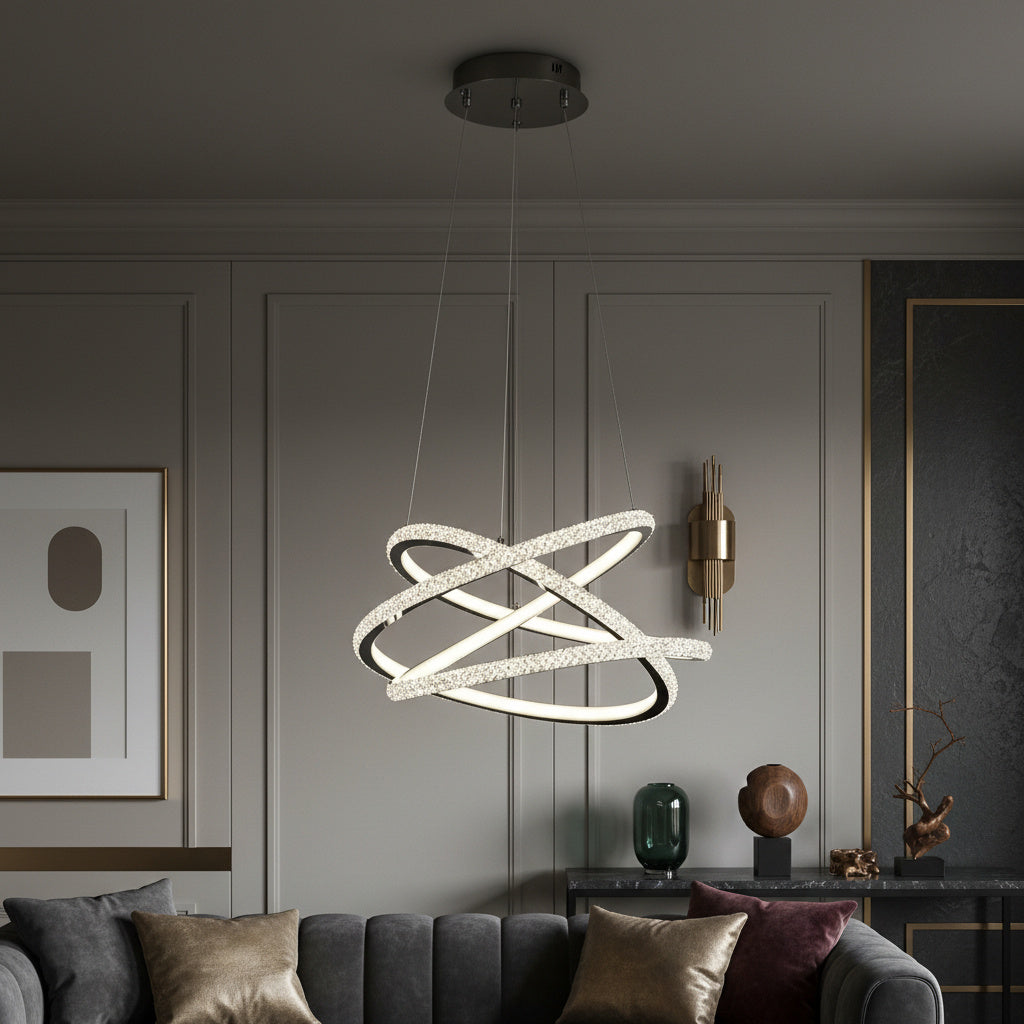 Lustra LED Suspendata PARMA Black Echivalent 500W Telecomanda