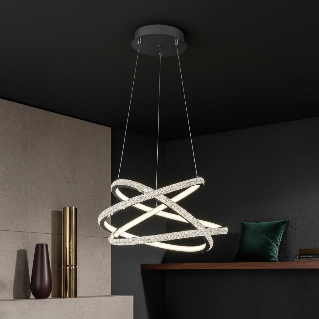 Lustra LED Suspendata PARMA Black Echivalent 500W Telecomanda