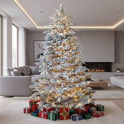 Brad Artificial de Craciun 3D Pre-Lit Naturel Snow cu LED-uri Calde