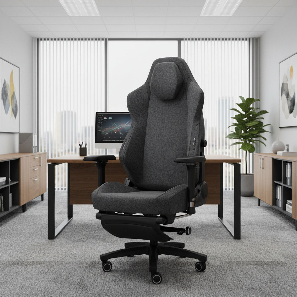 Scaun de Birou Reglabil Anka Office Grey Fabric cu Suport Picioare
