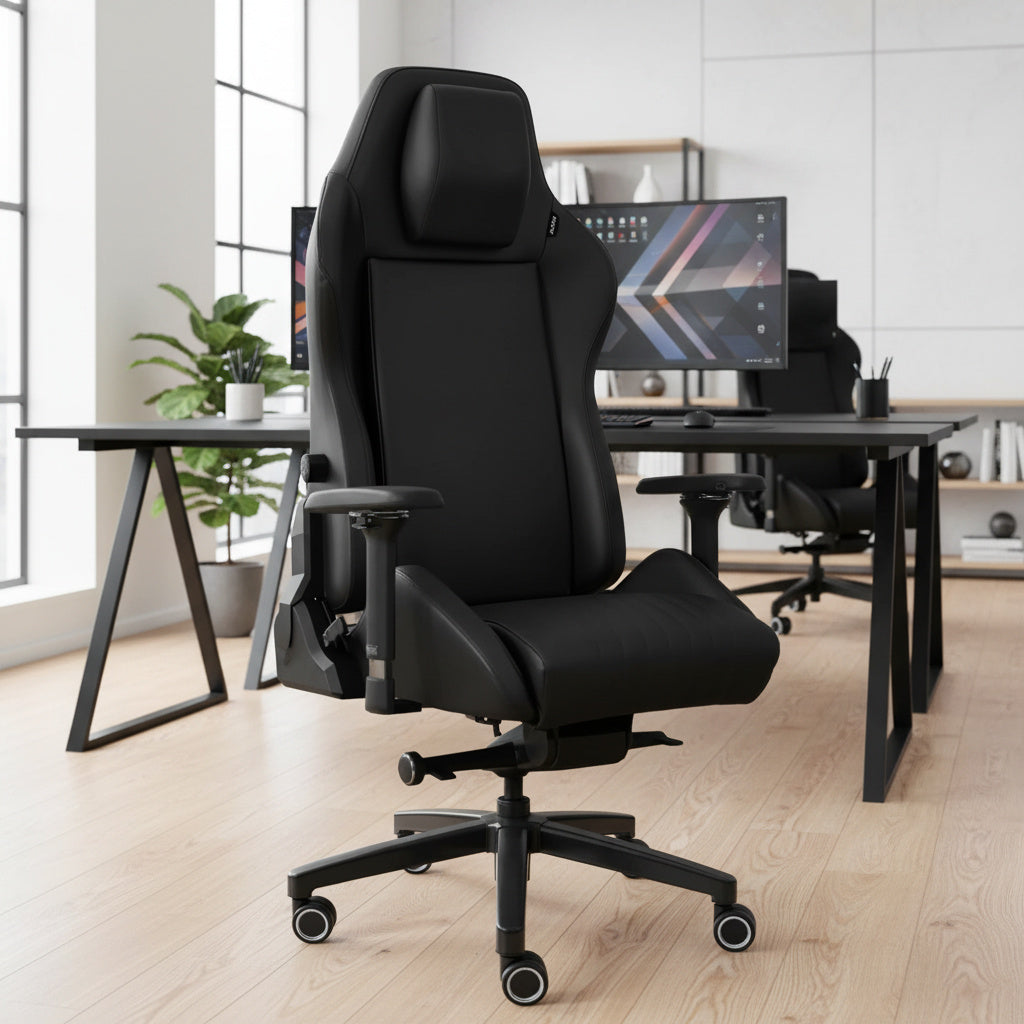 Scaun de Birou din Piele Reglabil ALTAY Office Black Leather