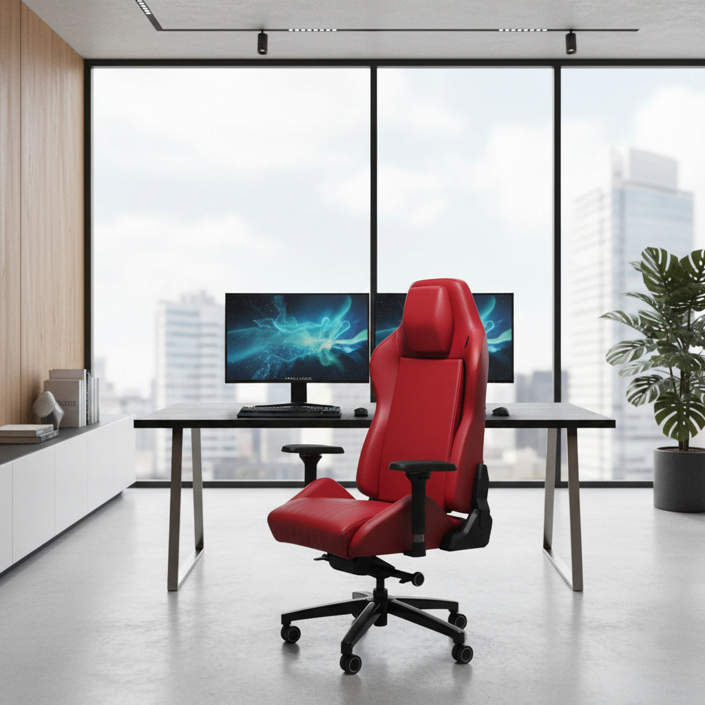 Scaun de Birou din Piele Reglabil ALTAY Office Burgundy Leather