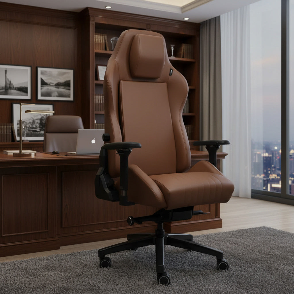 Scaun de Birou din Piele Reglabil ALTAY Office Tan Leather