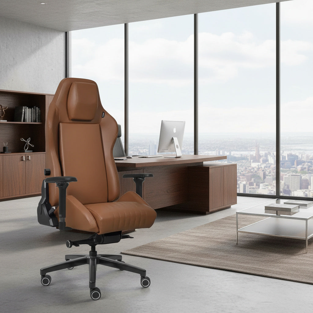 Scaun de Birou din Piele Reglabil ALTAY Office Tan Leather