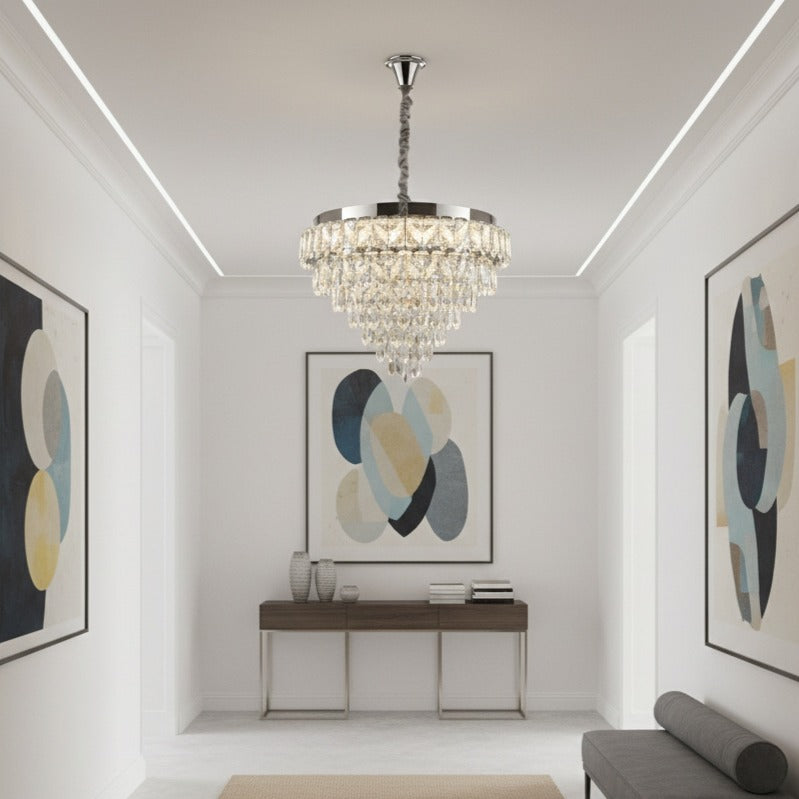 Candelabru LED JEHO Cristal Silver ⌀20CM Echivalent 250W Telecomanda