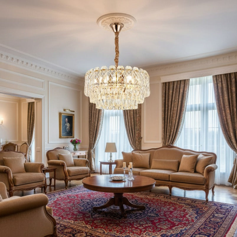 Candelabru Cristal Gigant ELARA Gold ⌀60CM