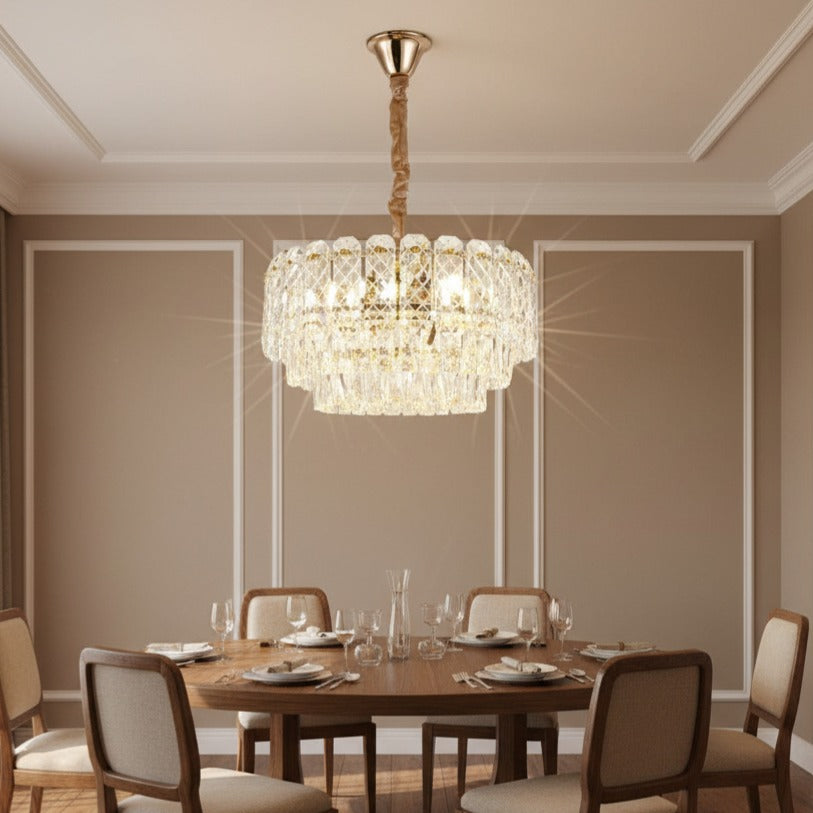 Candelabru Cristal Gigant ELARA Gold ⌀60CM