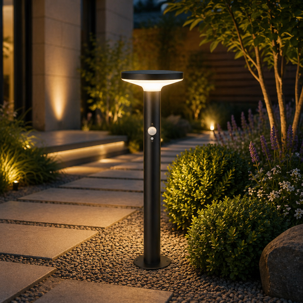 Stalp de Gradina LED Shiny cu Incarcare Solara Senzor 50CM Premium
