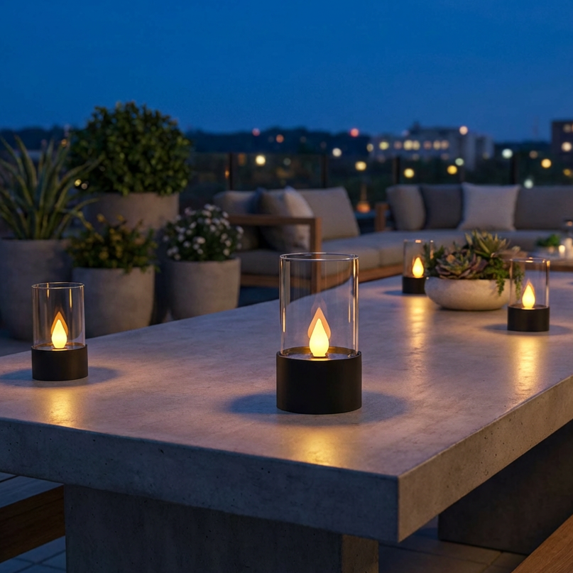 Lampa LED Candle Black cu Incarcare Solara 14CM IP44
