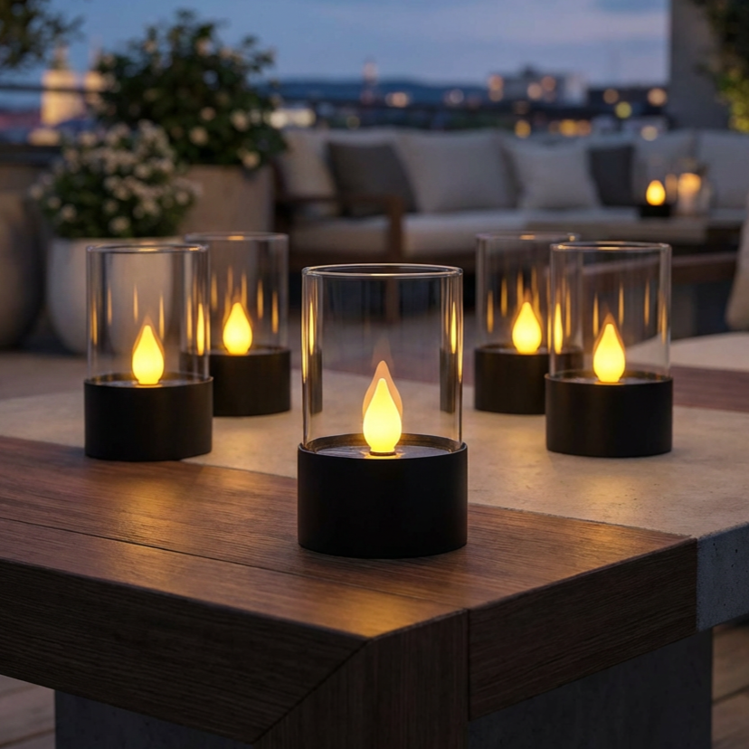 Lampa LED Candle Black cu Incarcare Solara 14CM IP44