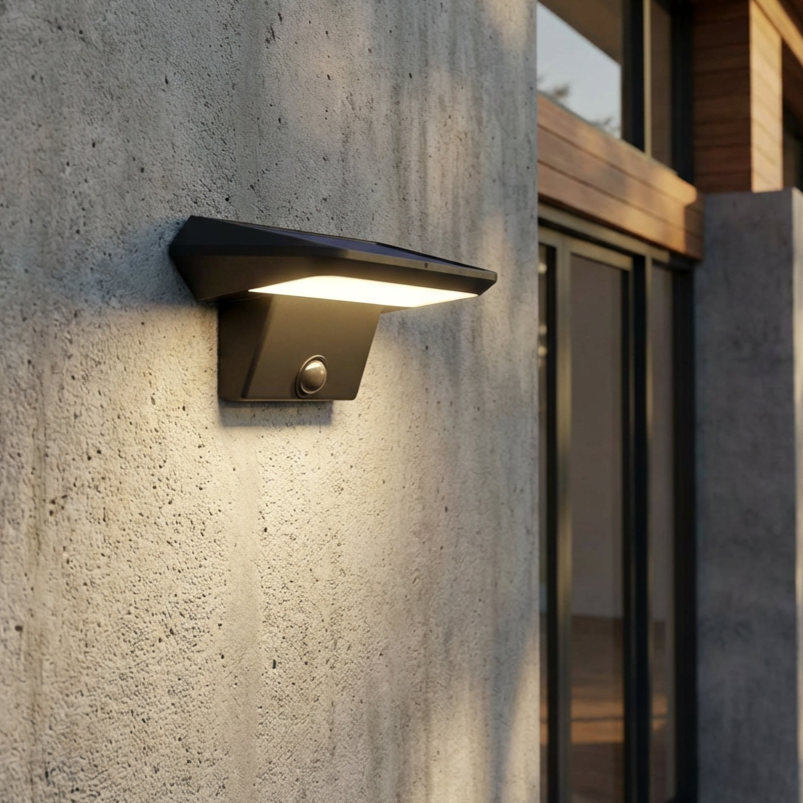 Aplica LED Porassa Black cu Senzor si Incarcare Solara IP44