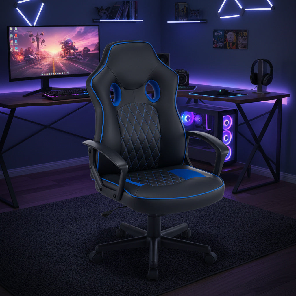 Scaun de Gaming Reglabil Professional NexaGlide WF-6040 Black & Blue