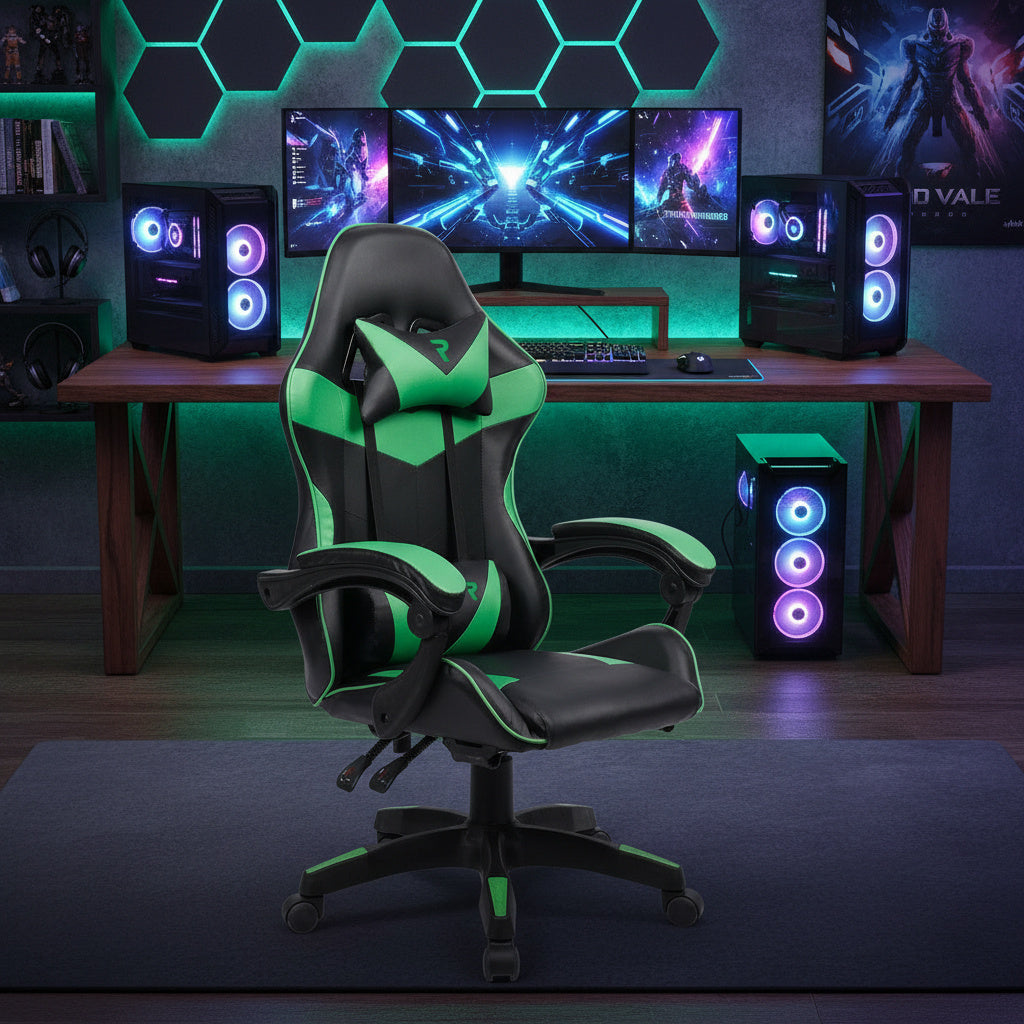 Scaun de Gaming Reglabil Professional Tron Thrones BOC-734 Green