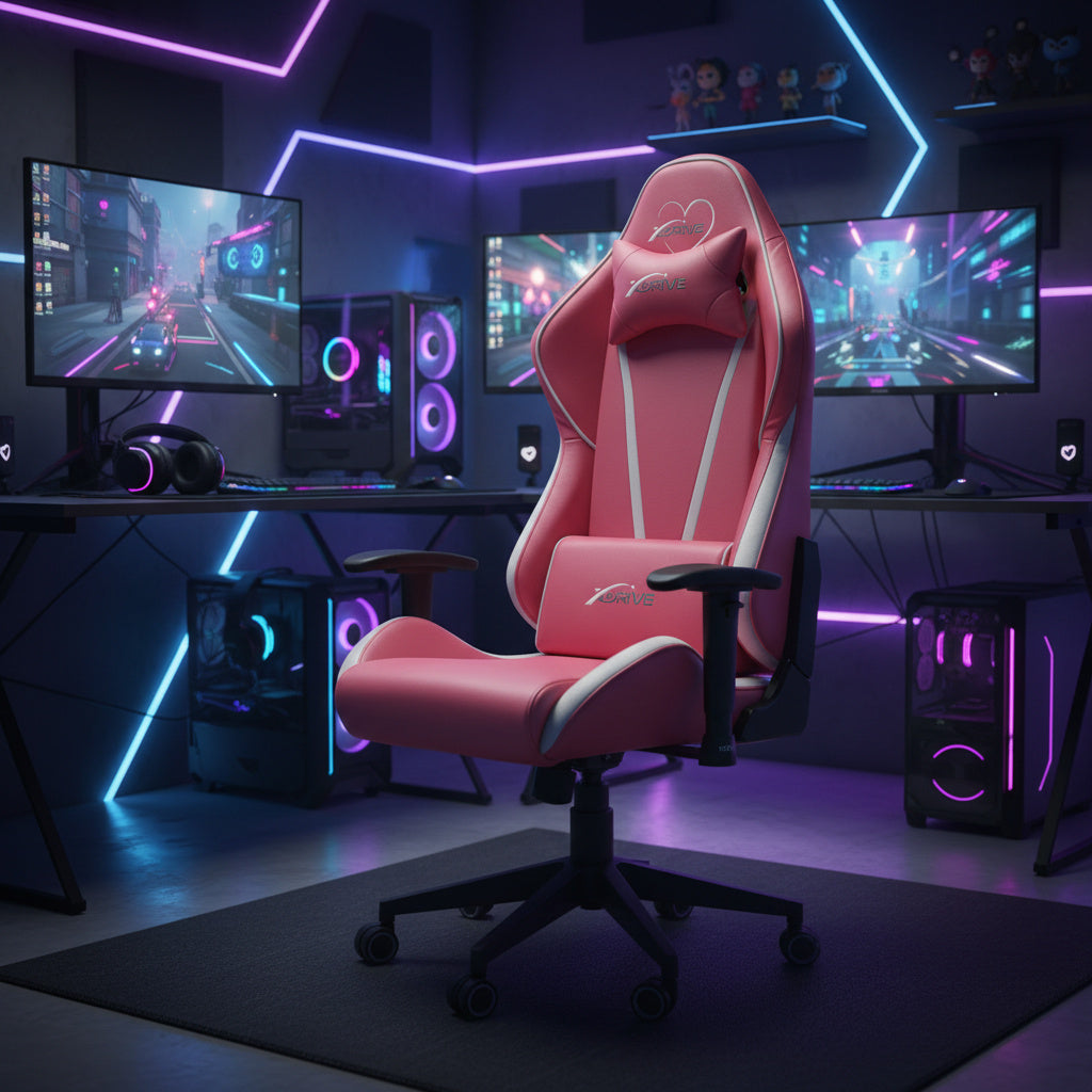 Scaun de Gaming Reglabil xDrive SANCAK Professional Pink/White