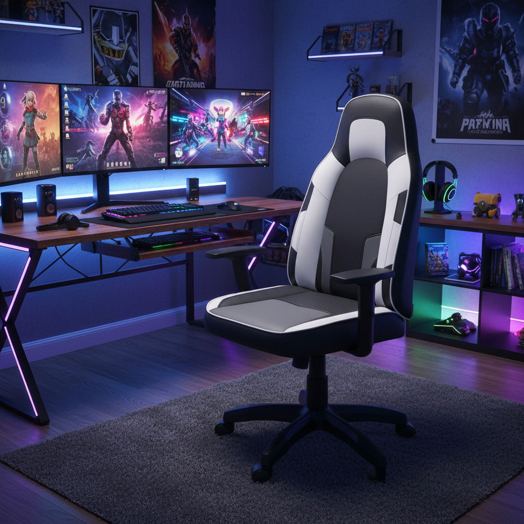 Scaun de Gaming Reglabil Professional WF-6049 Black & White