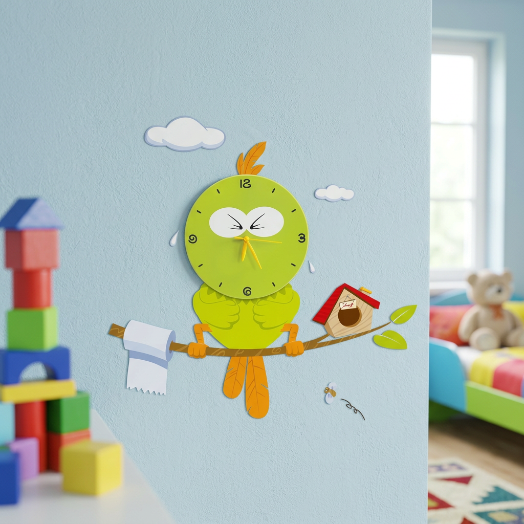 Aplica Perete KIDS Bird cu Ceas Premium