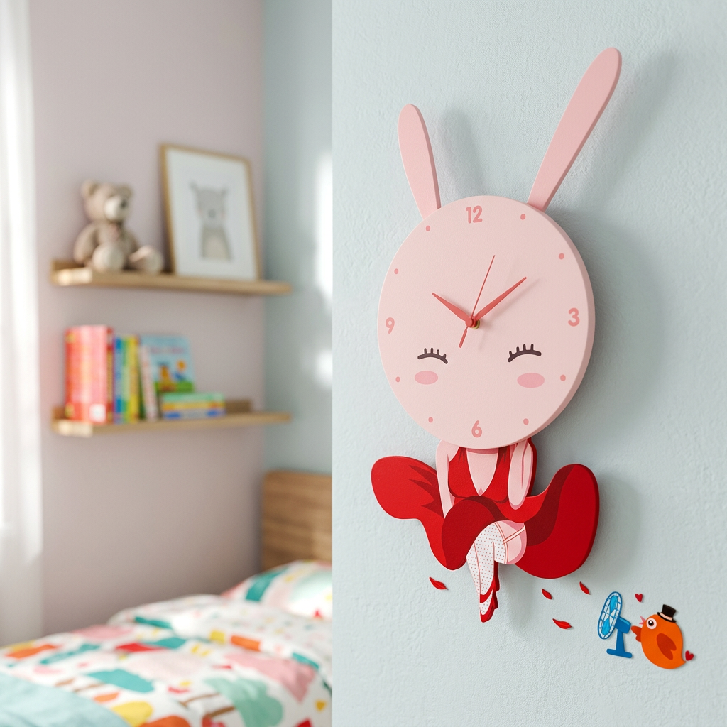 Aplica Perete KIDS Bunny cu Ceas Premium