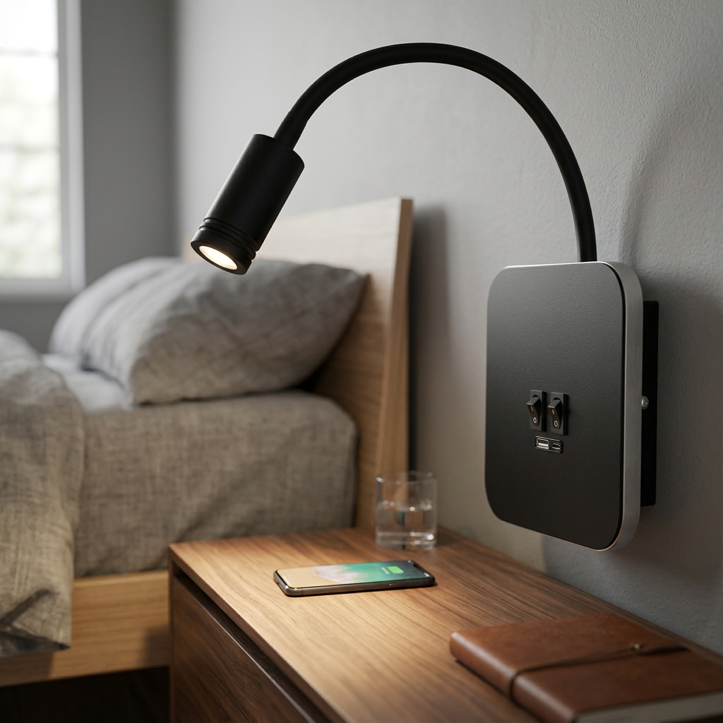 Aplica LED Base Black Premium Reglabil cu Port USB 14 x 14 CM