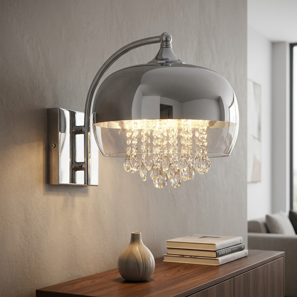 Aplica Cristal Luna Silver Premium 1xE14