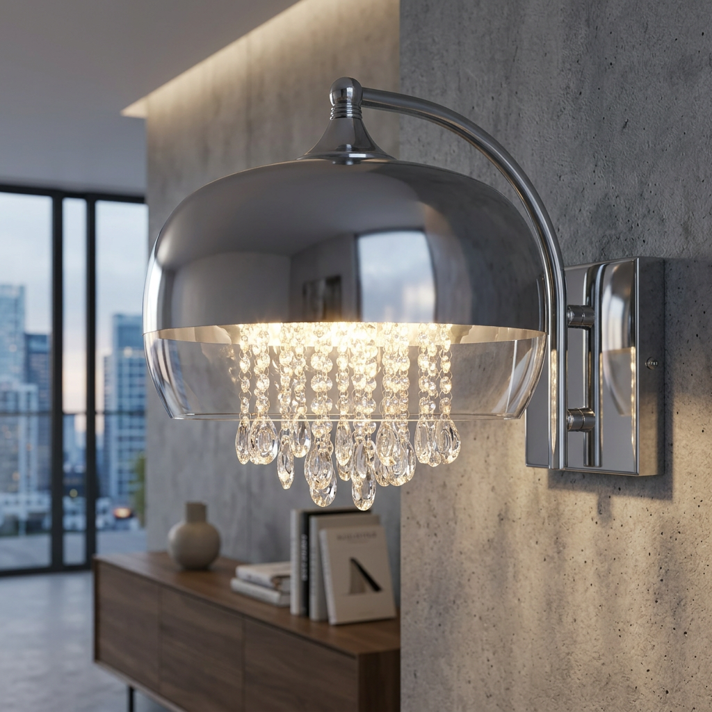 Aplica Cristal Luna Silver Premium 1xE14