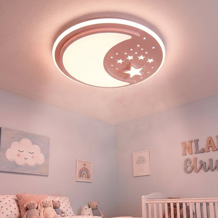 Lustra LED Note Pink Premium Ø48CM Echivalent 300W Telecomanda