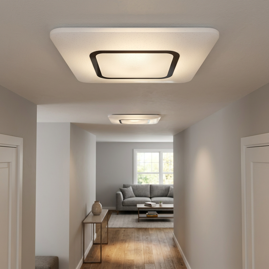 Plafonieră LED Sparky Patrata White & Silver Ø54CM Echivalent 700W