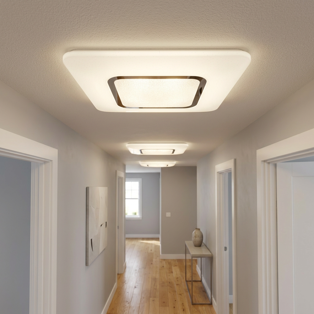 Plafonieră LED Sparky Patrata White & Silver Ø54CM Echivalent 700W