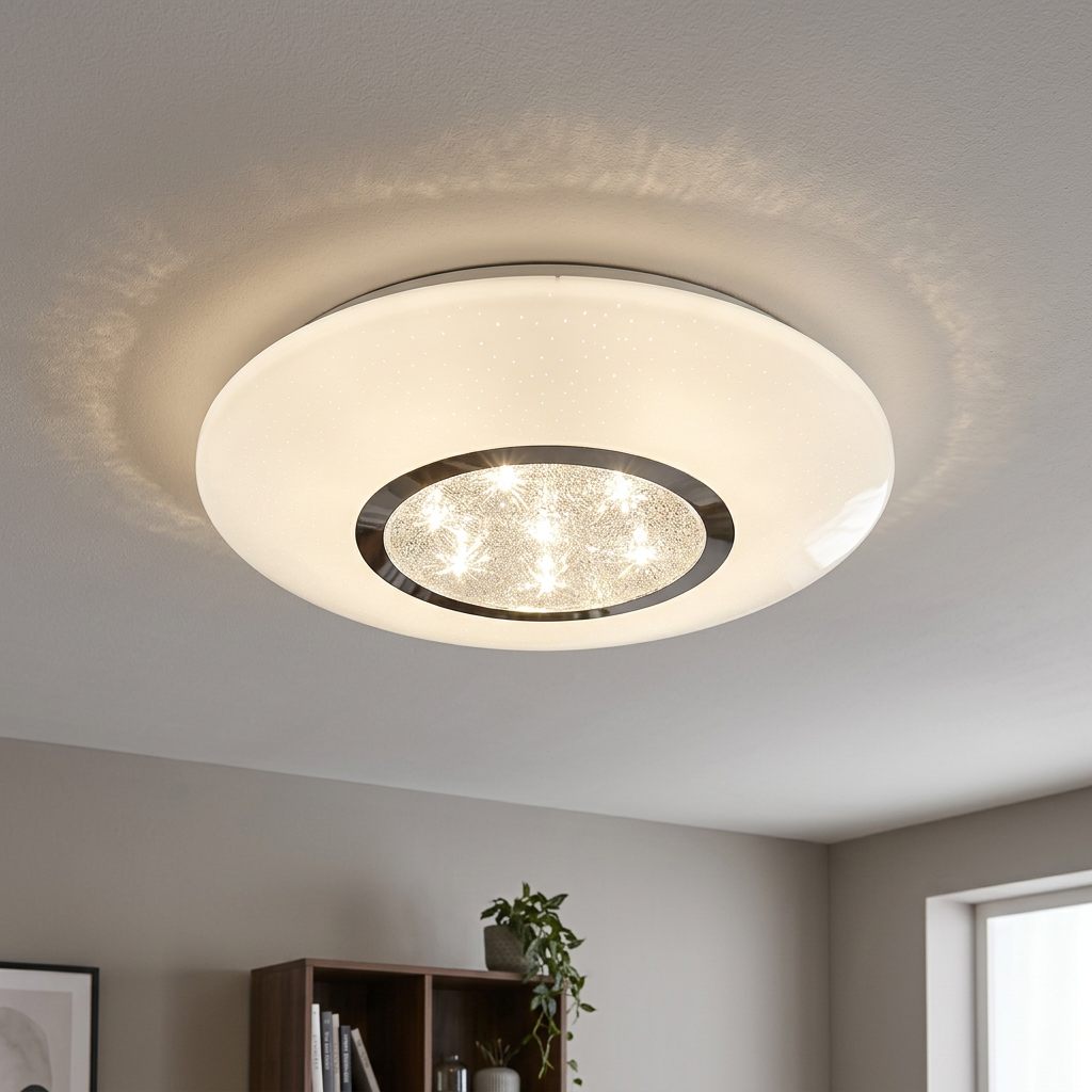 Plafonieră LED Sparky Rotunda White & Silver 50x50CM Echivalent 550W