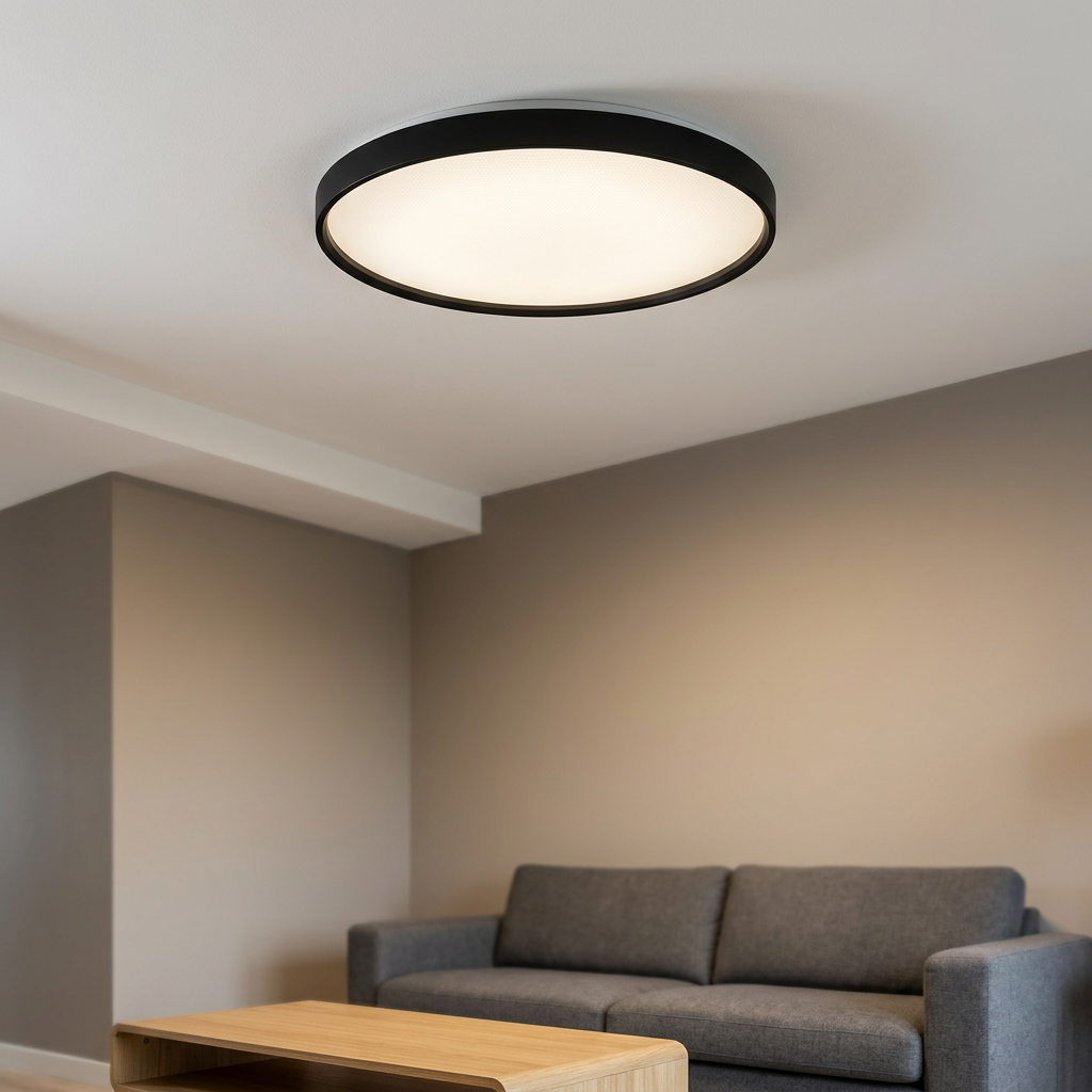 Plafonieră RGB Ringo Rotunda Black Ø39CM Echivalent 350W Telecomanda