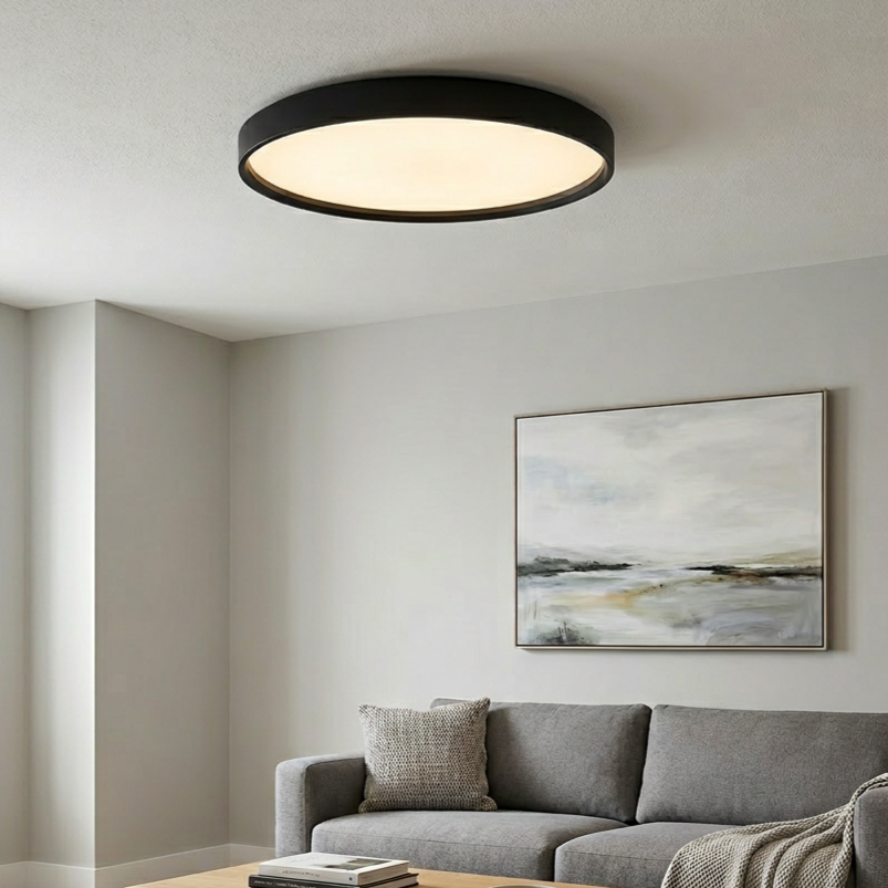 Plafonieră RGB Ringo Rotunda Black Ø39CM Echivalent 350W Telecomanda