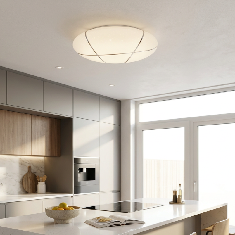 Plafonieră LED Bob White Rotunda Ø49CM Echivalent 300W Telecomanda