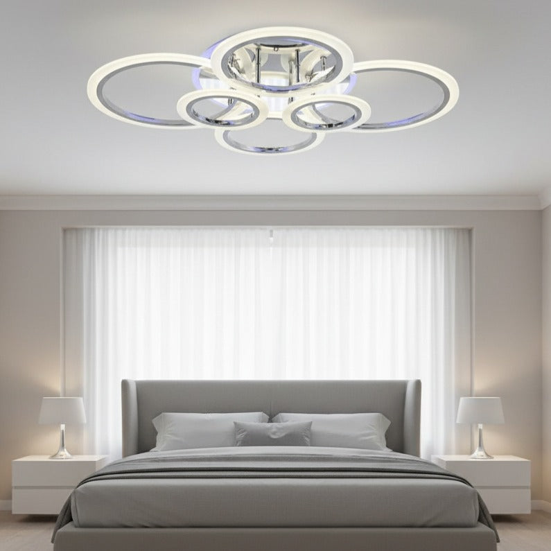 Lustra LED 4+2 Circle RGB MAXI Chrome Echivalent 600W Telecomanda