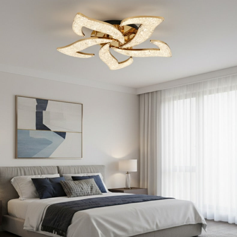 Lustra LED NARCISSE Sparkle Gold Echivalent 600W Telecomanda