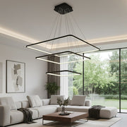 Lustra LED Suspendata Nix Black Premium cu 3 Segmente Reglabile Echivalent 800W