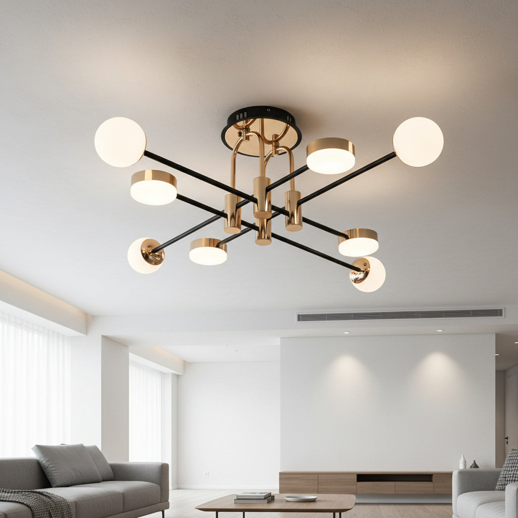 Lustra LED Minimalist Design Black & Gold Echivalent 450W Telecomanda