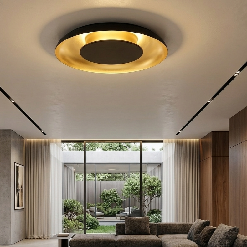 Plafonieră LED Rotunda Piattino Black & Gold Ø40CM