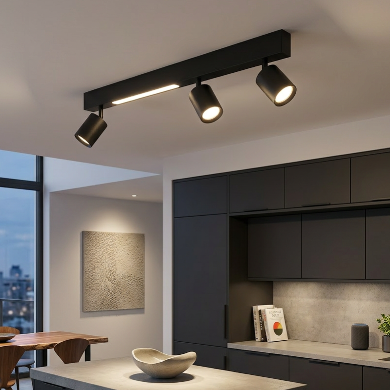 Lustra LED Magnet Black Premium cu 3 Spoturi Reglabile
