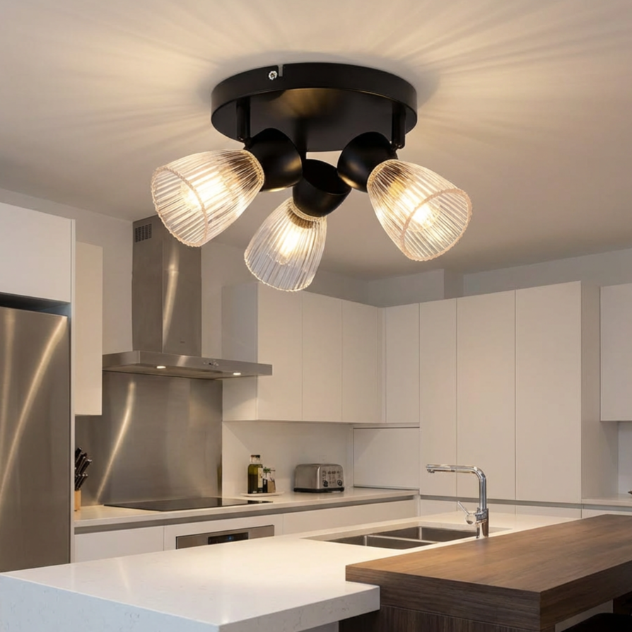 Lustra Best Round Premium Black cu 3 Spoturi Reglabile